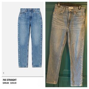 NWOT Redone 70s high waist straight jeans in moon stoned stud sz 27
